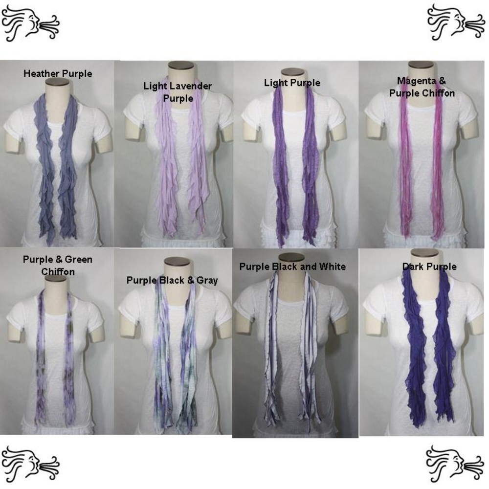 Purple Solid & Patterned Scarf Accessory - Picture 1 of 8